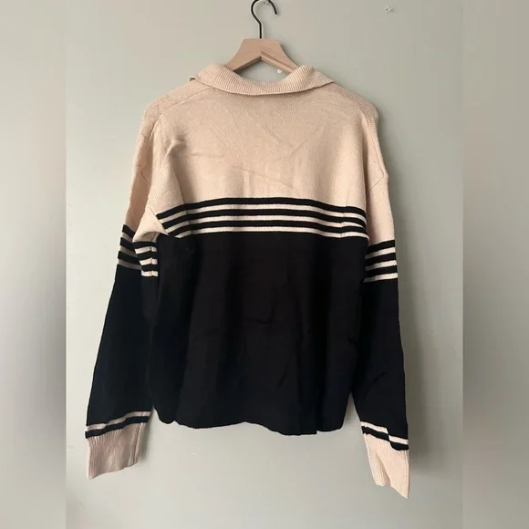 Black and Cream Striped Sweater - Picture 3 of 6